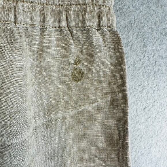Tommy Bahama Womans Sz Large Pants Wide Leg 100% Linen Pockets Pull On Tan - Picture 7 of 9